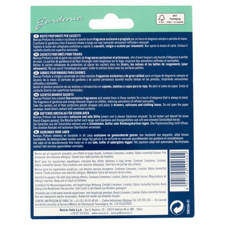 nuncas Profumi Buste Profumate Gardenia 2 pz